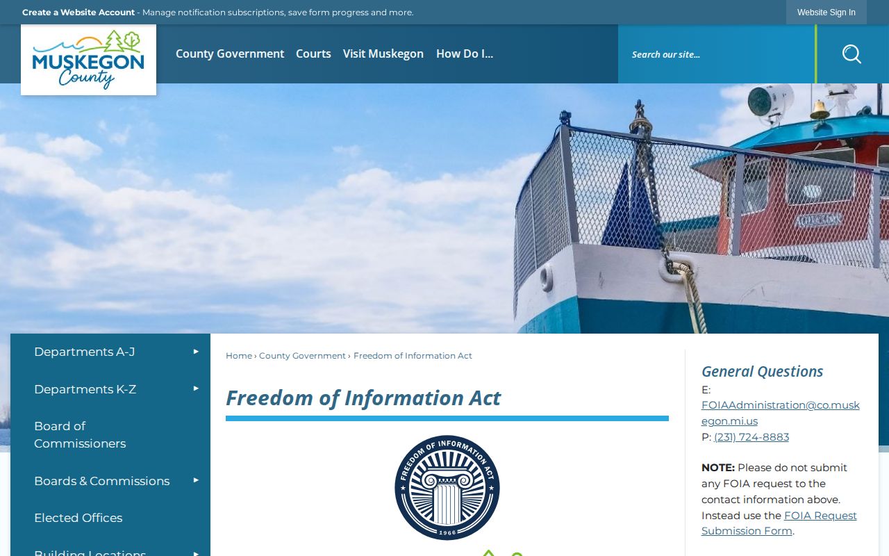 Muskegon County FOIA rules for a 72-hour release records request