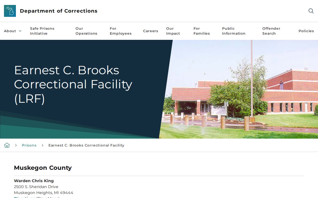 Official Earnest C. Brooks Correctional Facility profile used for release context